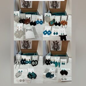 Stylish Women's Earrings Set - Blue, Black, Brown